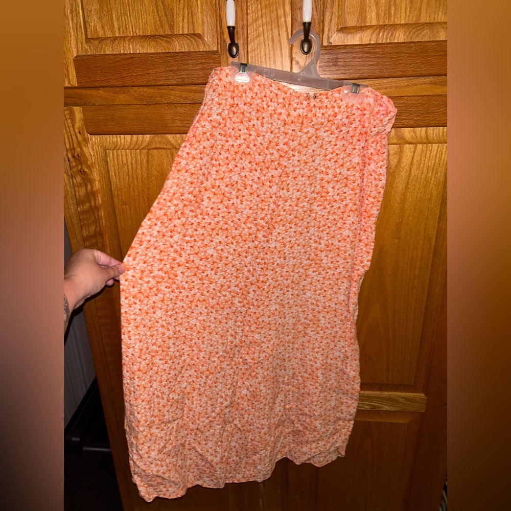 H & M Orange and White Skirt